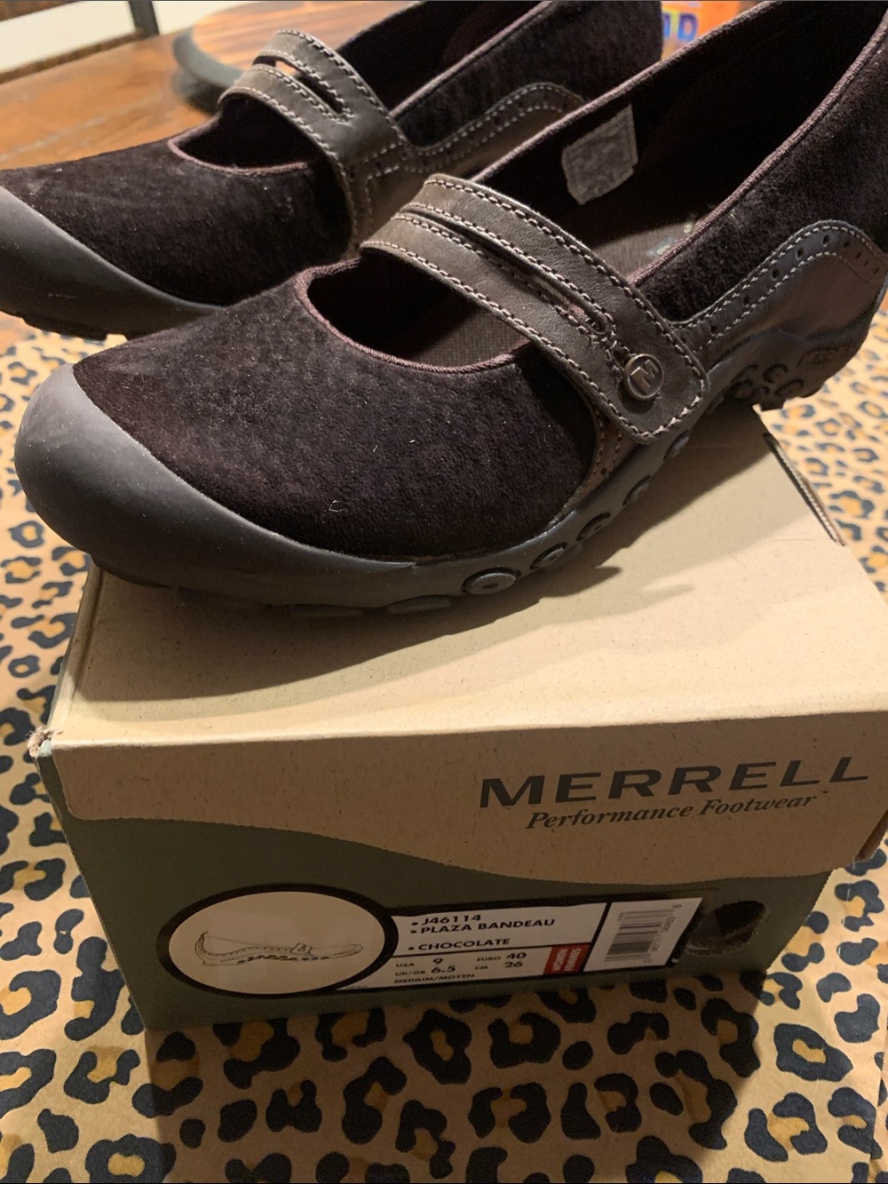 Merrell Brown Mary Jane Comfort Flats with Strap
